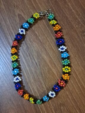 Handcrafted Multicolor Seed Bead Flower  Ankle Bracelet - Colorful Floral Design